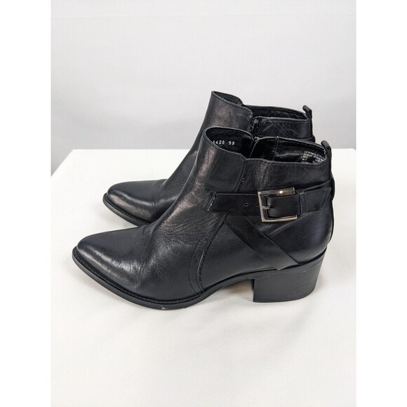 Addict by Bosi Booties Boots Black Leather 39 Buckle Accent Western Cowboy - Picture 2 of 8